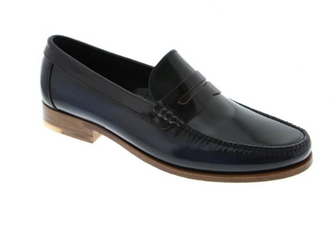 Navy leather loafer